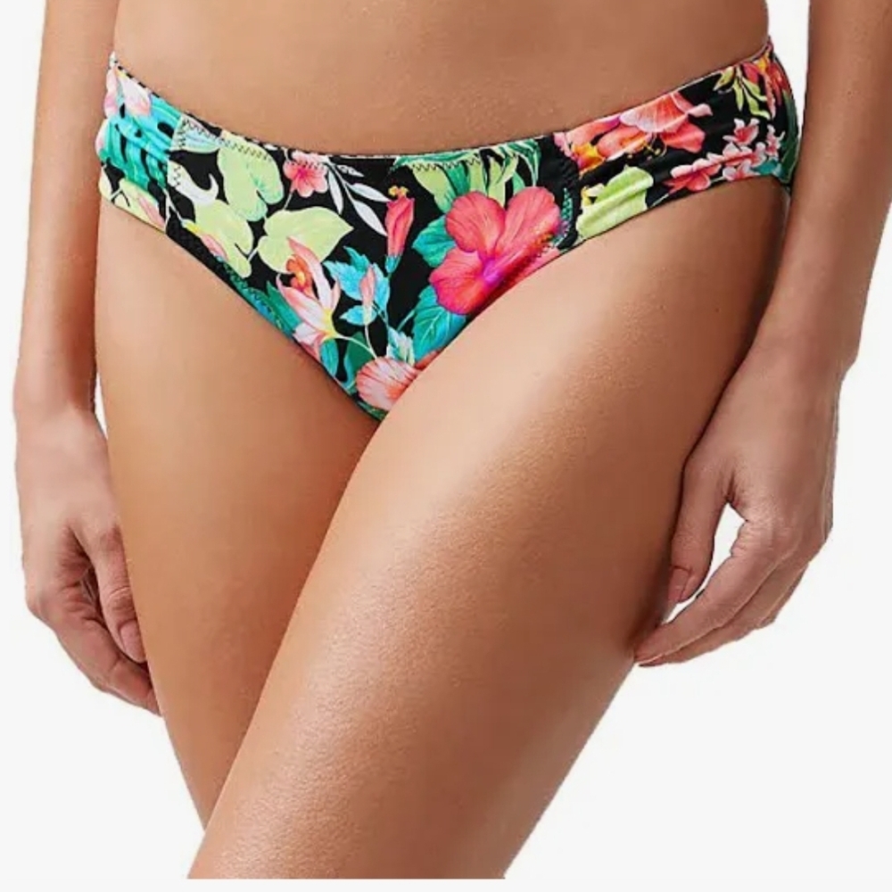Tommy Bahama Black Fleur De Flora Hipster Bikini Bottoms